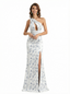 Simple One Shoulder Side Slit Mermaid Floral Satin Maxi Floral Formal Dresses For Women