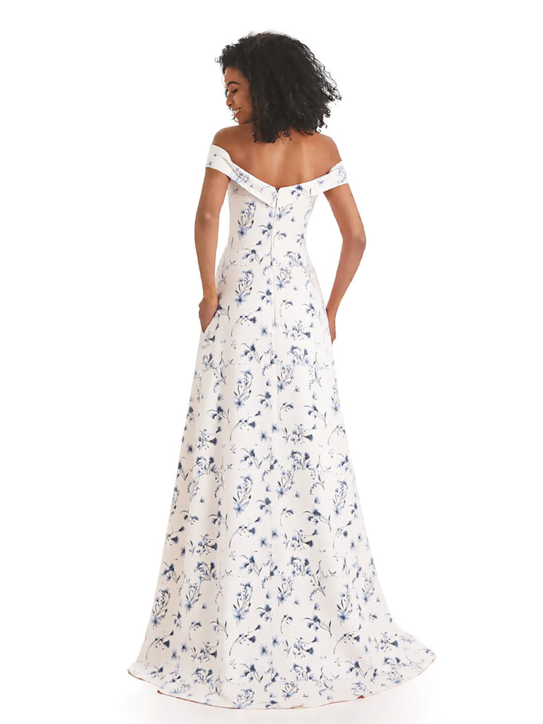 ChicSew Best Floral Wedding Guest Dresses Trendy Off Shoulder A-Line Long Floral Satin Women Formal Evening Dresses ChicSew Best Floral Wedding Guest Dresses Trendy Off Shoulder A-Line Long Floral Satin Women Formal Evening Dresses