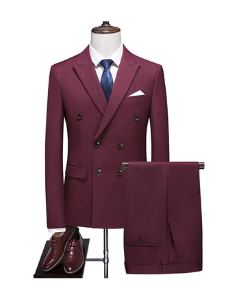 Cabernet Casual Men's 3 pieces Suit Wide Peak Lapel Flat Tuxedo CN498