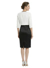 Elegant Black And White Satin One Shoulder Sheath Midi Mother Of The Bride Dresses With Jacket