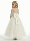 Sheer Long Sleeve Embroidered Lace Ball Gown Ankle Length Flower Girl Dress