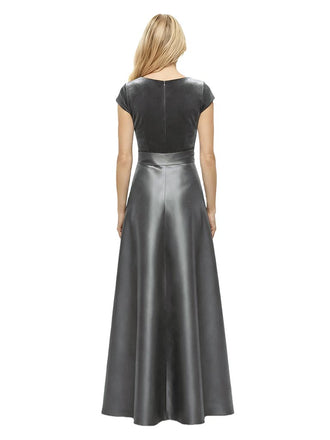 Elegant V-Neck Cap Sleeves Soft Satin A-line Floor-Length Mother of the Bride Dresses