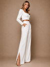 ChicSew Modern Square Neckline Long Sleeves Two-Piece Long Wedding Pantsuit