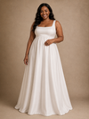 ChicSew Elegant Spaghetti Straps Square Neck Satin A-Line Wedding Dress