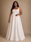 ChicSew Elegant Spaghetti Straps Square Neck Satin A-Line Wedding Dress