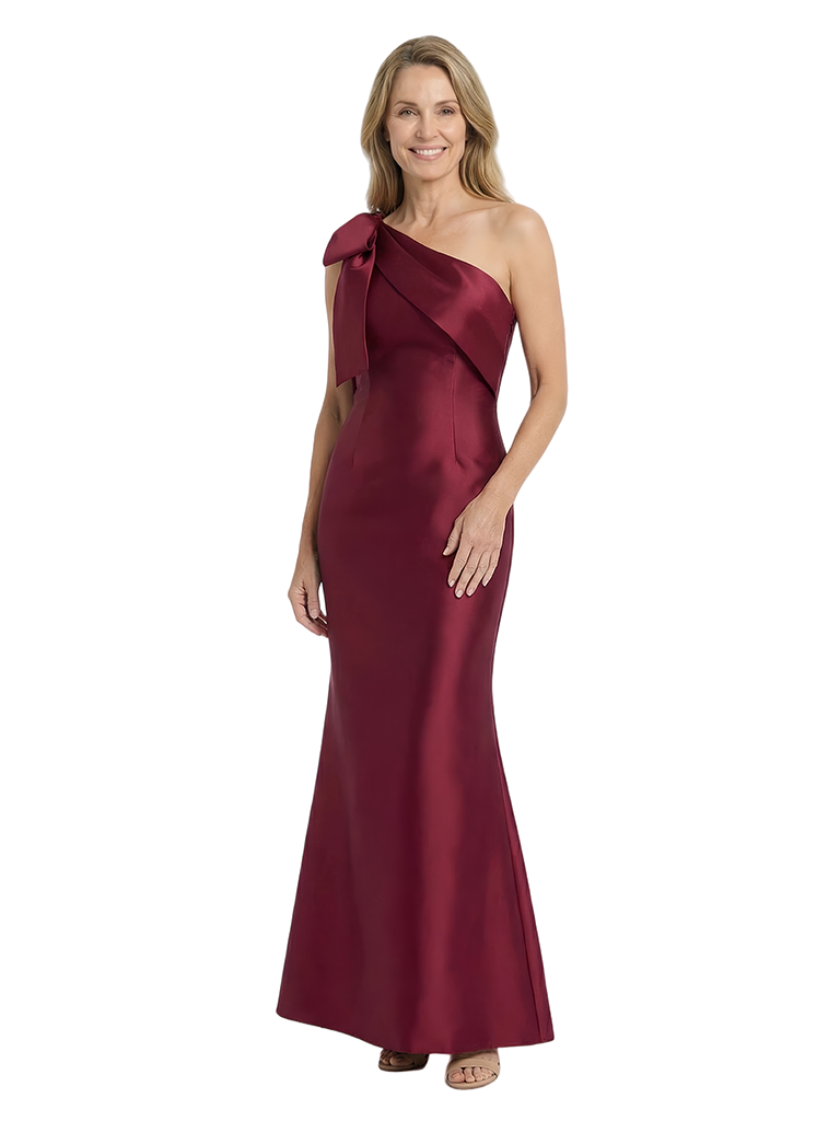 ChicSew Elegant One Shoulder Satin Mermaid Mother Of The Bride Gown With Bow