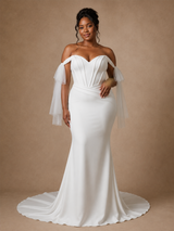 ChicSew Elegant Off The Shoulder Boning Mermaid Crepe Floor-Length Wedding Dress