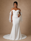 ChicSew Elegant Off The Shoulder Boning Mermaid Crepe Floor-Length Wedding Dress