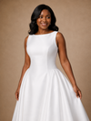 ChicSew Classy Elegant Satin Sleeveless A-Line Floor-Length Wedding Dress