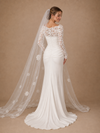 ChicSew Fancy Bateau Long Sleeves Mermaid Satin Lace Floor-Length Wedding Dress