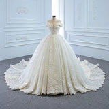 ChicSew Luxurious Off Shoulder A-Line Ball Gown Wedding Dress With Applique