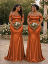 ChicSew Sweetheart Off Shoulder Mermaid Soft Satin Floor-Length Bridesmaid Dresses
