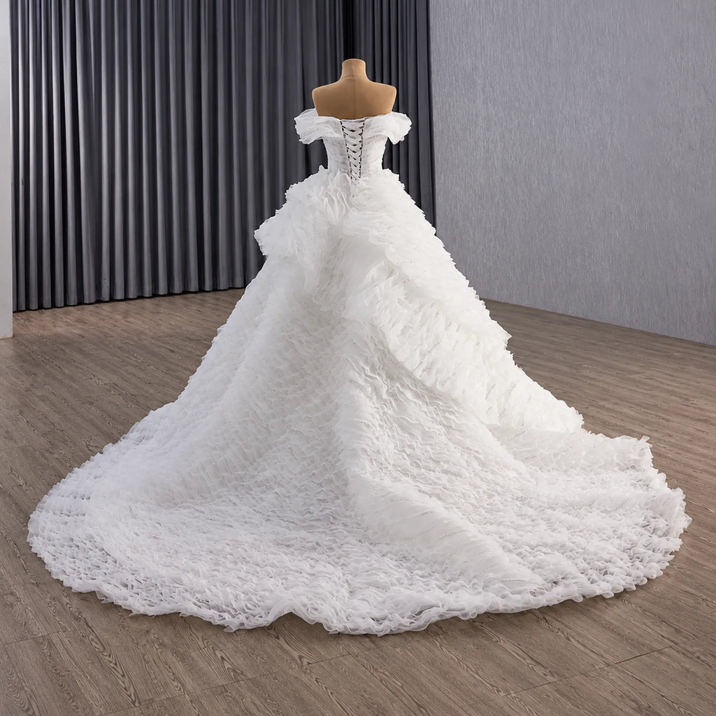 ChicSew Off Shoulder Beaded Ball Gown Wedding Dress