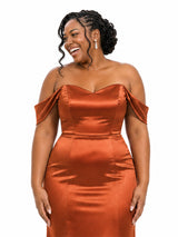 ChicSew Sweetheart Off Shoulder Mermaid Soft Satin Floor-Length Bridesmaid Dresses