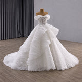 ChicSew Off Shoulder Beaded Ball Gown Wedding Dress