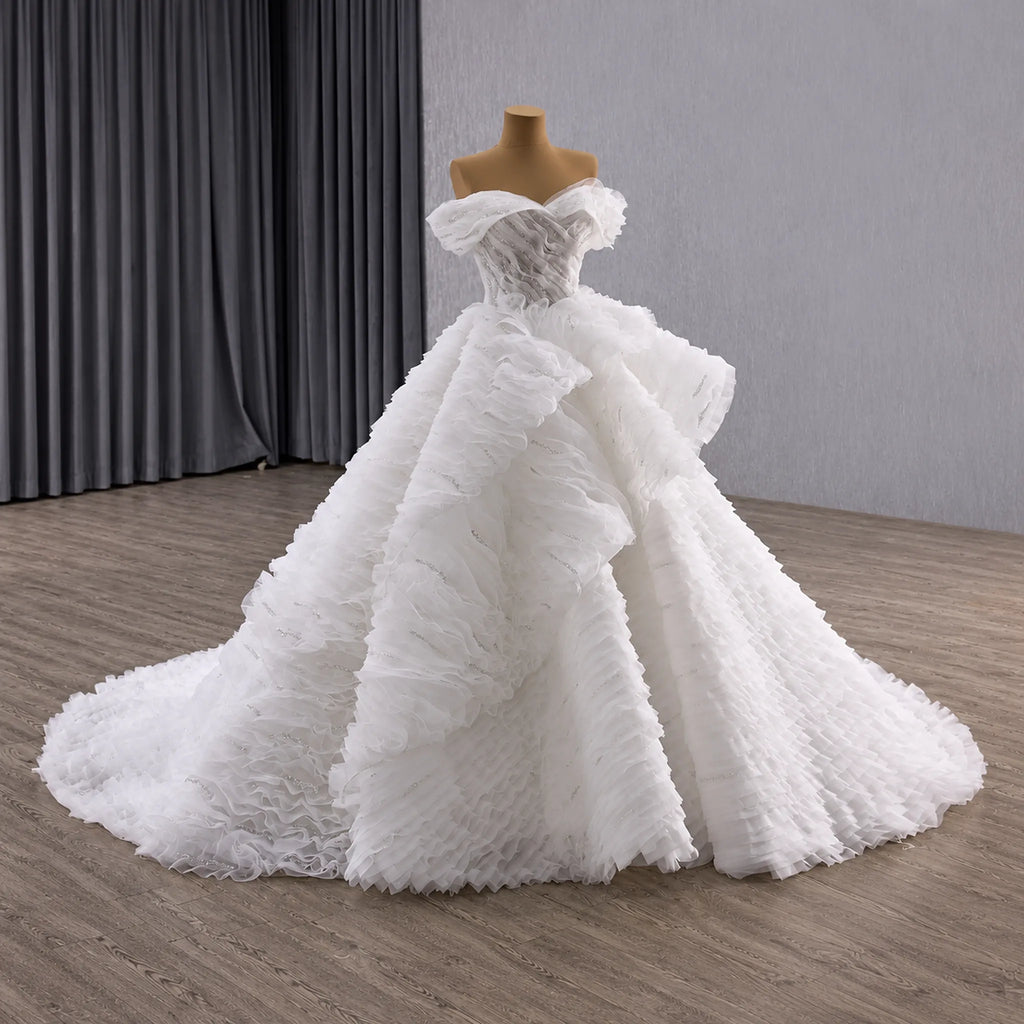 ChicSew Off Shoulder Beaded Ball Gown Wedding Dress