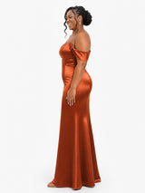 ChicSew Sweetheart Off Shoulder Mermaid Soft Satin Floor-Length Bridesmaid Dresses