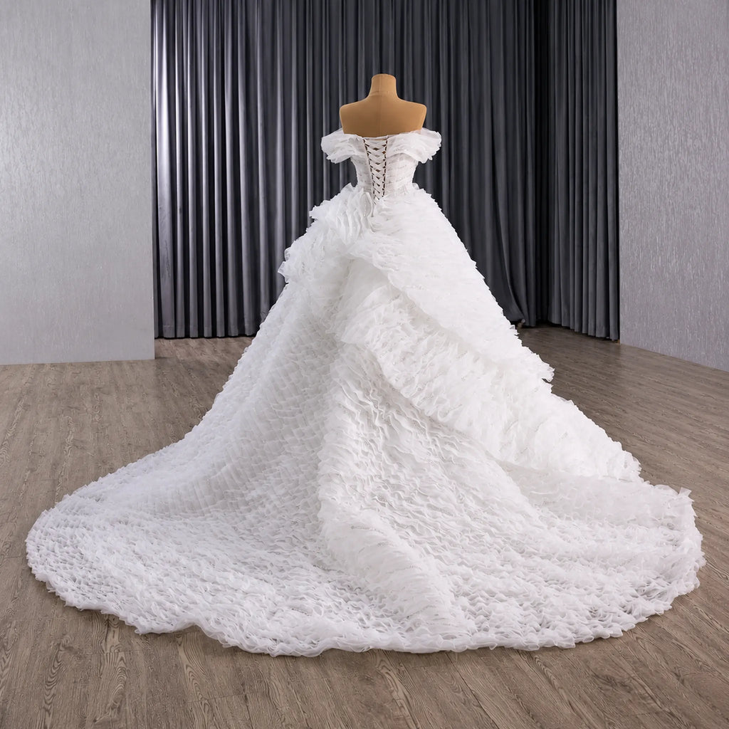 ChicSew Off Shoulder Beaded Ball Gown Wedding Dress