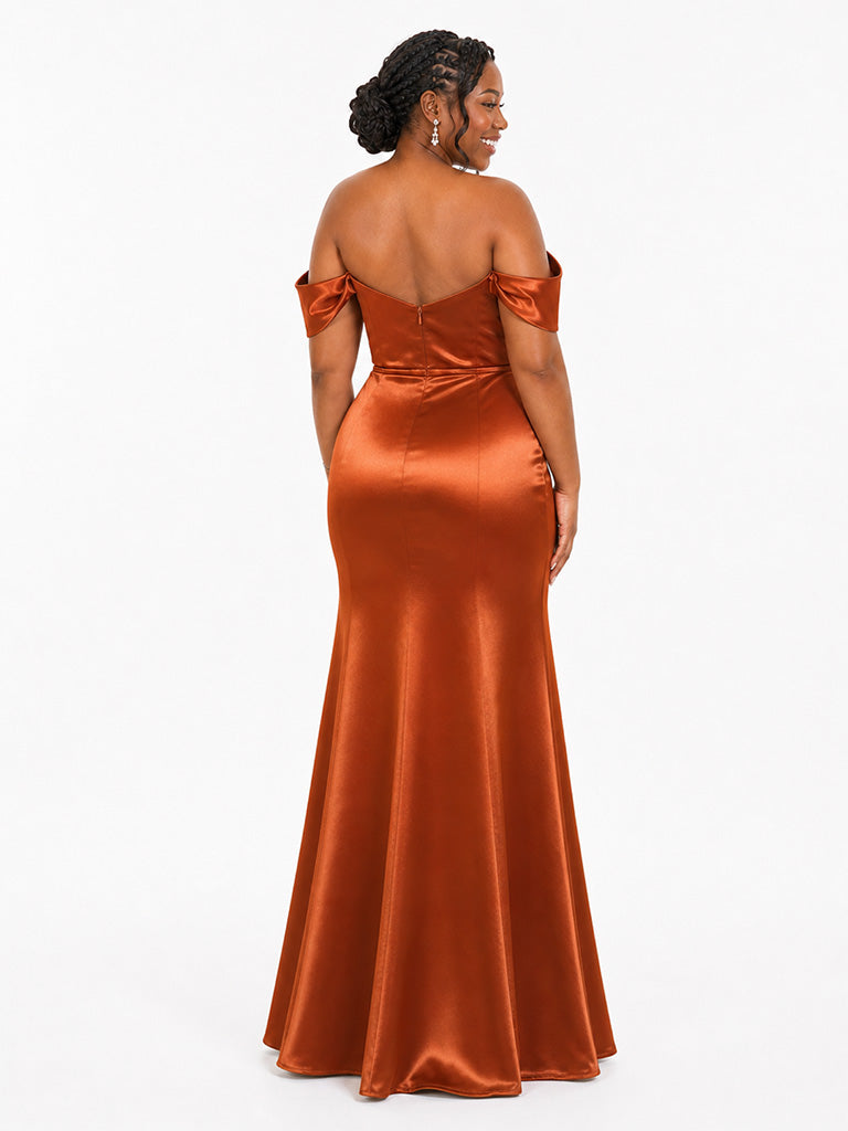 ChicSew Sweetheart Off Shoulder Mermaid Soft Satin Floor-Length Bridesmaid Dresses