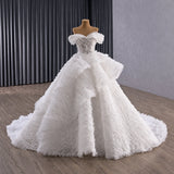 ChicSew Off Shoulder Beaded Ball Gown Wedding Dress