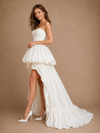 ChicSew Fancy Sweetheart Sleeveless Satin A-Line High-Low Wedding Dress