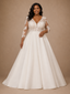 ChicSew Elegant V-Neck Long Sleeves A-Line Lace Appliques Crepe Maxi Wedding Dress