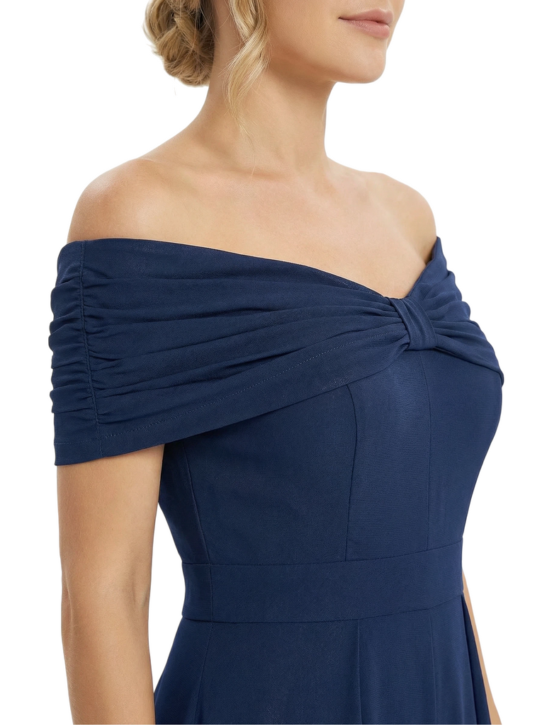 Chicsew Mother of Bride Pantsuit Overskirt Modern Knot Detail Chiffon Wide Leg Gown Fancy Overlay