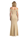 Chicsew Elegant Off Shoulder Sleeveless Ruched Floor Length Mermaid Mother Of The Groom Dress