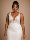 ChicSew Elegant V-Neck Spaghetti Straps Mermaid Sequin Floor-Length Wedding Dress