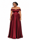 ChicSew Elegant Off Shoulder Boning A-Line Soft Satin Floor-Length Bridesmaid Dresses