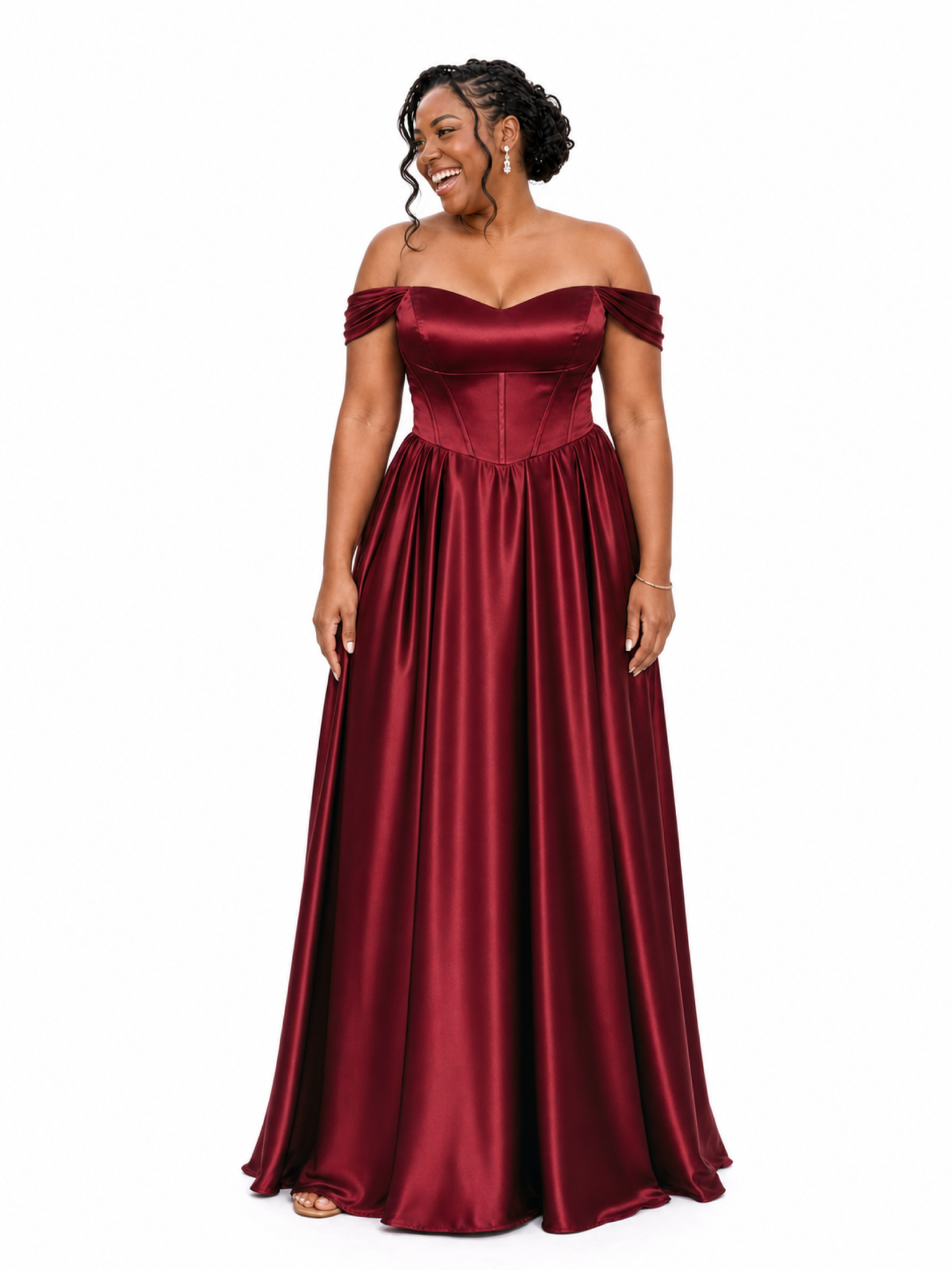 ChicSew Elegant Off Shoulder Boning A-Line Soft Satin Floor-Length Bridesmaid Dresses