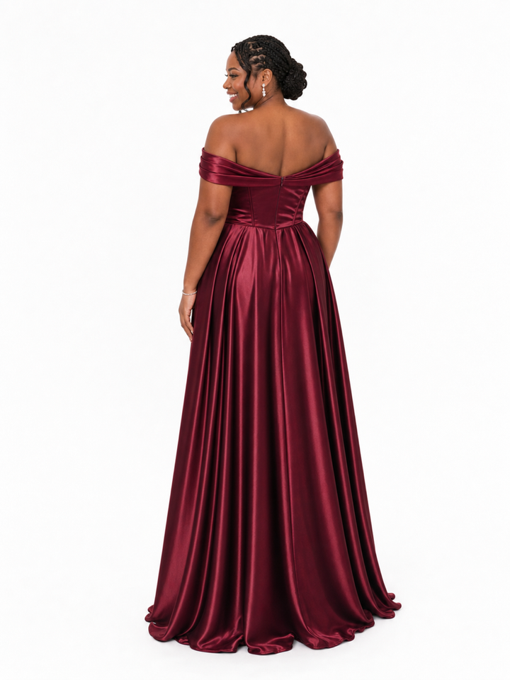 ChicSew Elegant Off Shoulder Boning A-Line Soft Satin Floor-Length Bridesmaid Dresses