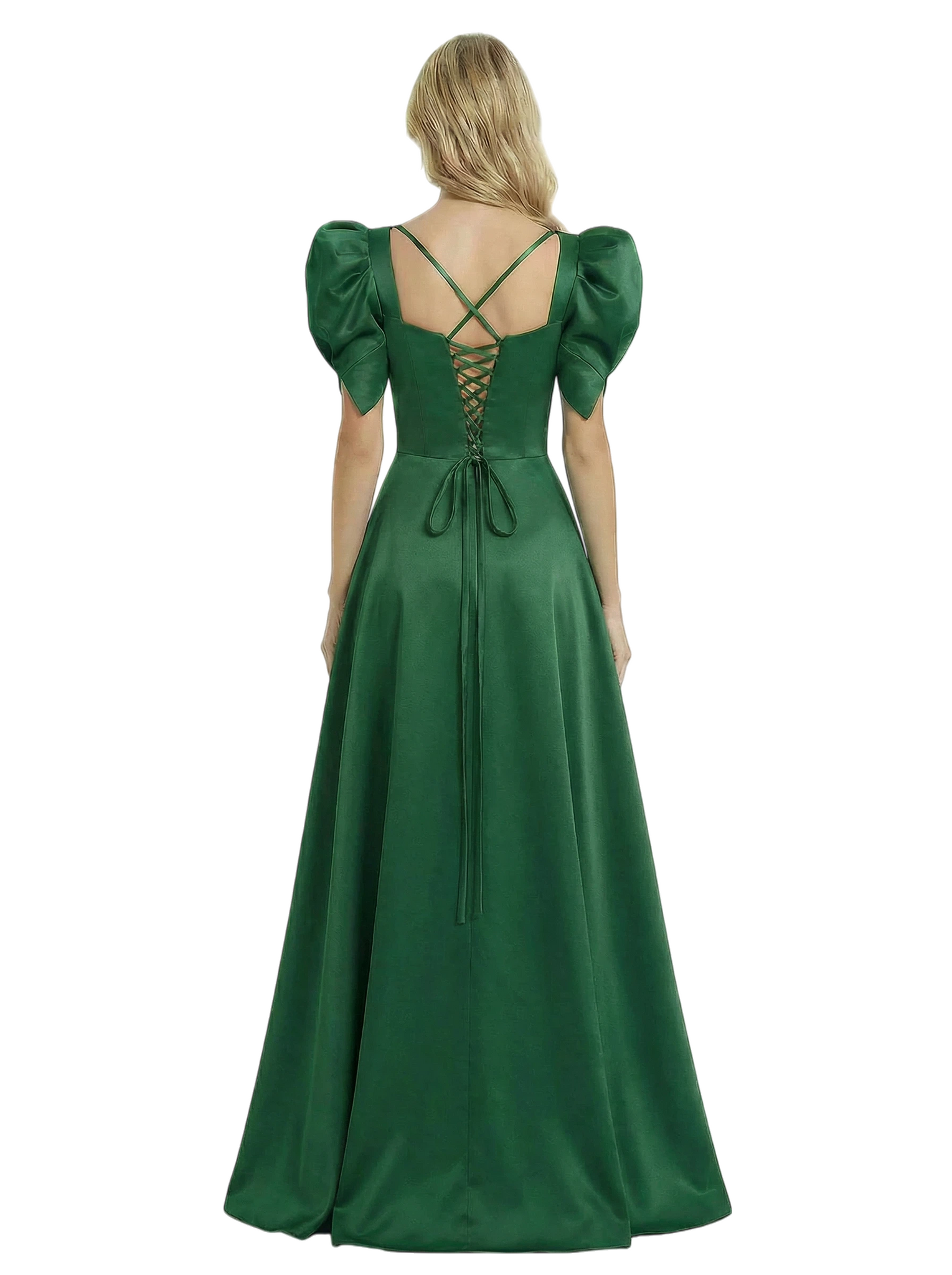 Chicsew Mother of The Groom Pantsuit Overskirt Fancy Square Puff Short Sleeve Satin Outfit Unique Silhouette