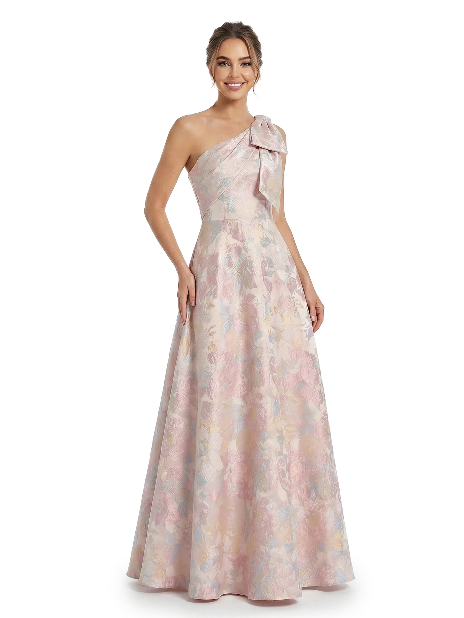 ChicSew Beautiful Jacquard Satin One Shoulder A-Line Maxi Evening Formal Dresses