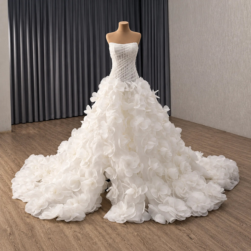 ChicSew Strapless Ball Gown Wedding Dress With Beading