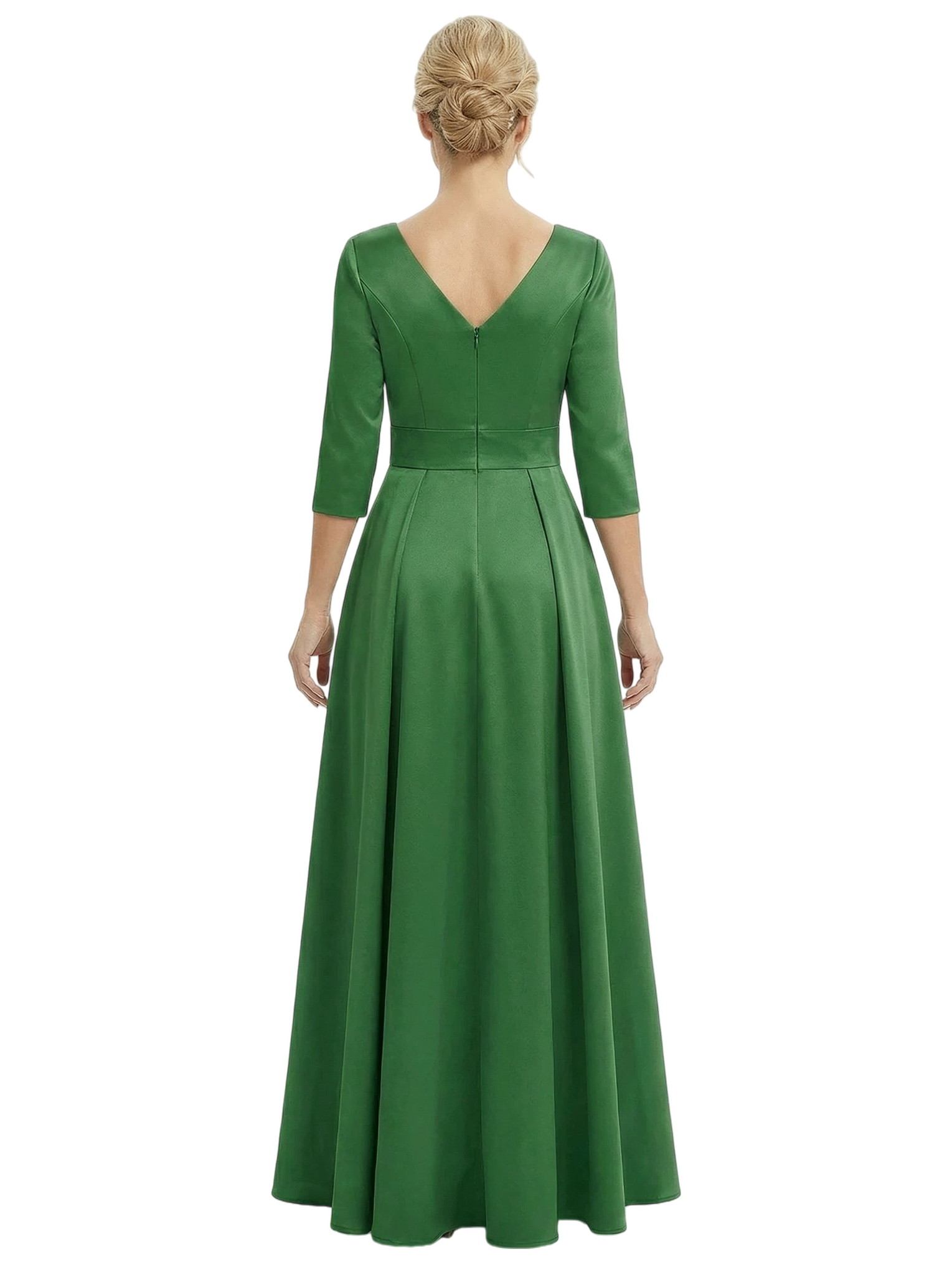 Chicsew Mother of The Groom Jumpsuit Stylish V-Neck 3/4 Sleeve Satin Wide Leg Long Gown Overlay Fancy Look