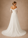 ChicSew Romantic Off The Shoulder Sleeveless Mermaid Long Wedding Dresses With Overskirt