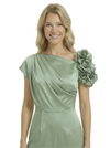 Chicsew Mother of The Groom Jumpsuit Unique Flower Detail Satin Wide Leg Long Outfit Sleek Modern Design
