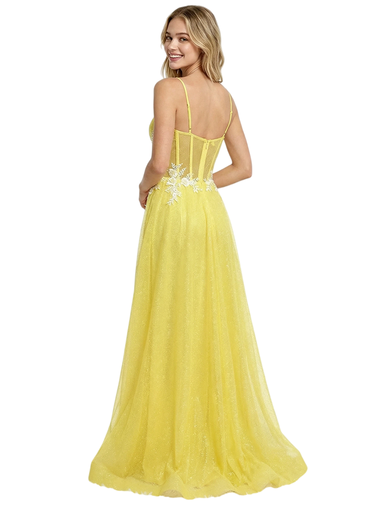 Sparkly Spaghetti Straps Corset Mermaid Sequined Long Evening Prom Dresses Side Slit