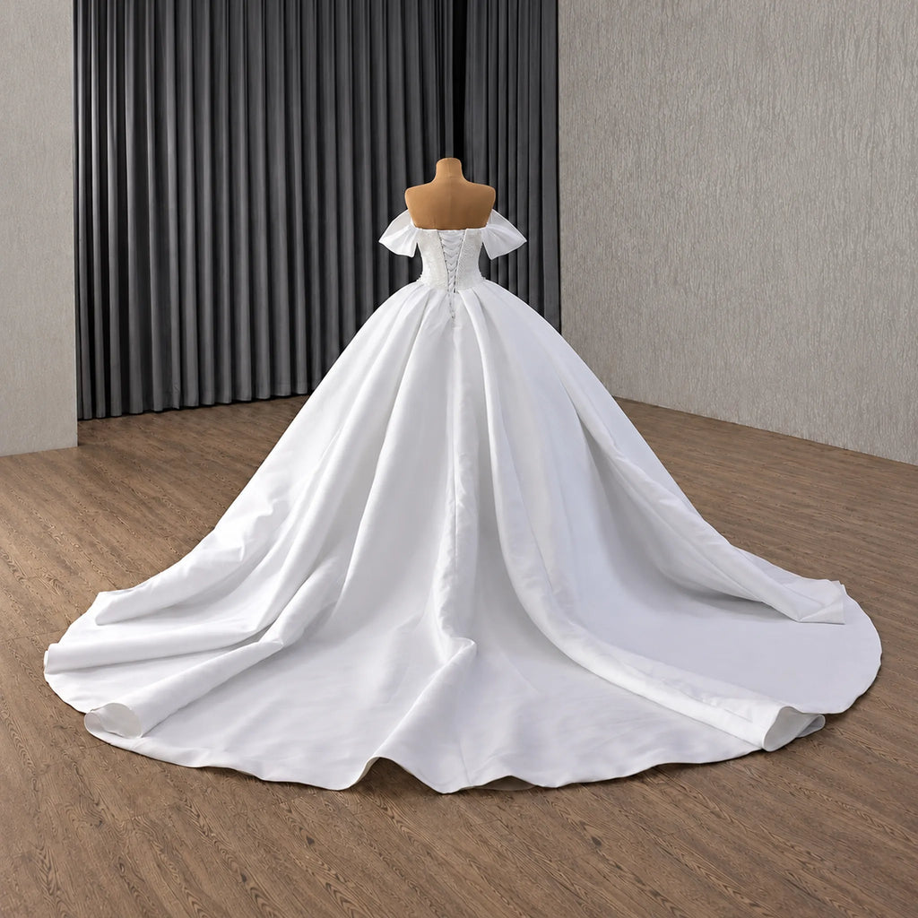 ChicSew Off Shoulder Beaded Ball Gown Wedding Dress