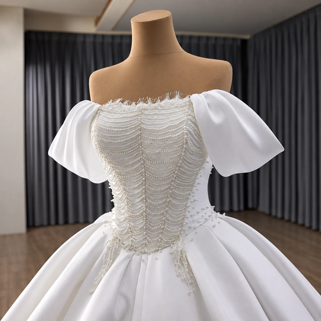 ChicSew Off Shoulder Beaded Ball Gown Wedding Dress