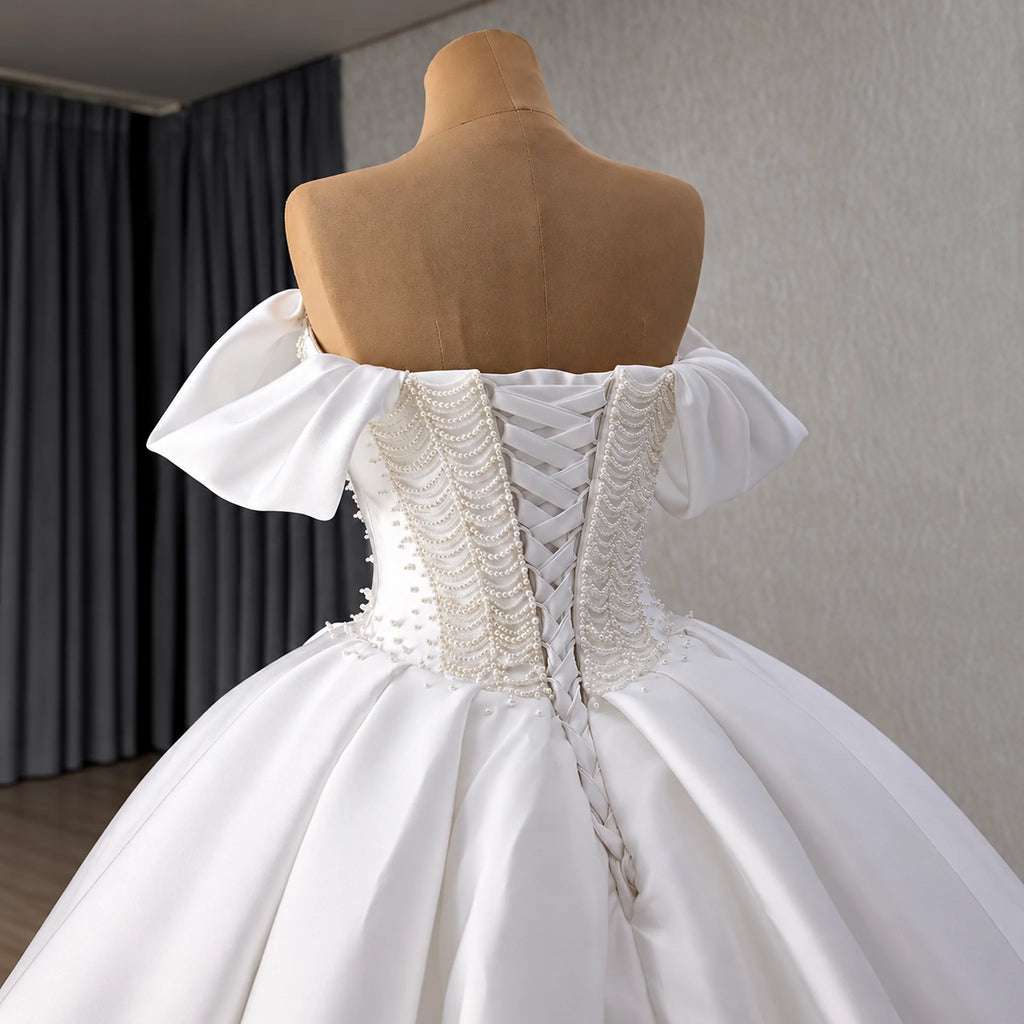 ChicSew Off Shoulder Beaded Ball Gown Wedding Dress