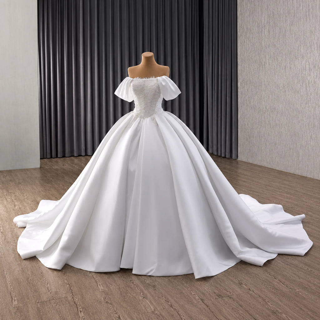 ChicSew Off Shoulder Beaded Ball Gown Wedding Dress