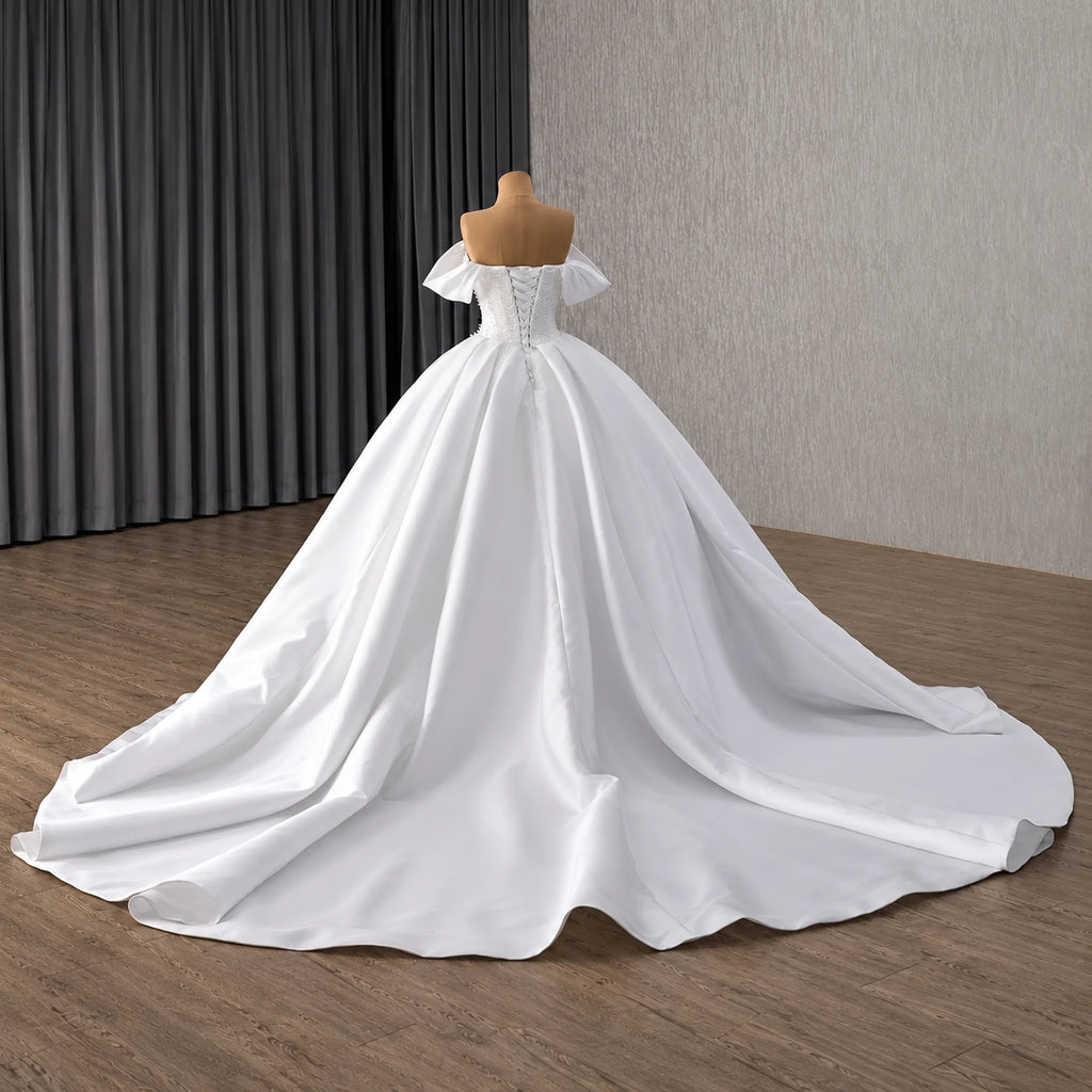 ChicSew Off Shoulder Beaded Ball Gown Wedding Dress