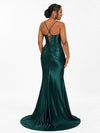 ChicSew Spaghetti Straps V-Neck Side Slit Mermaid Soft Satin Bridesmaid Dresses With Lace Appliques
