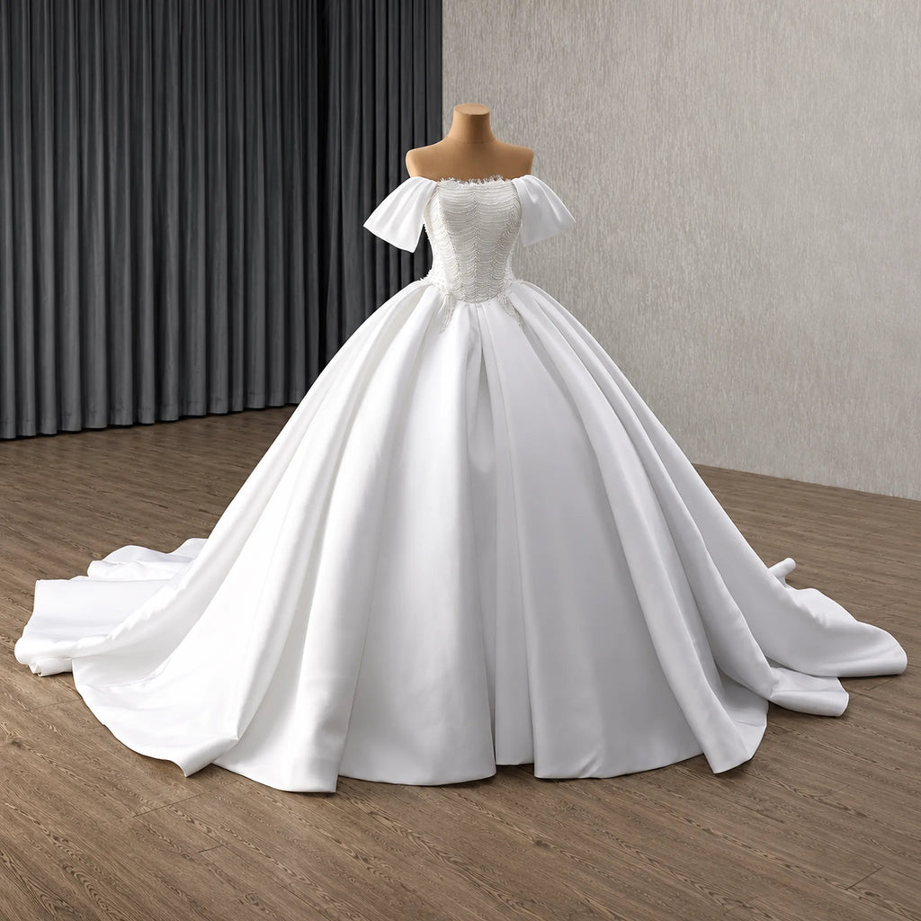 ChicSew Off Shoulder Beaded Ball Gown Wedding Dress