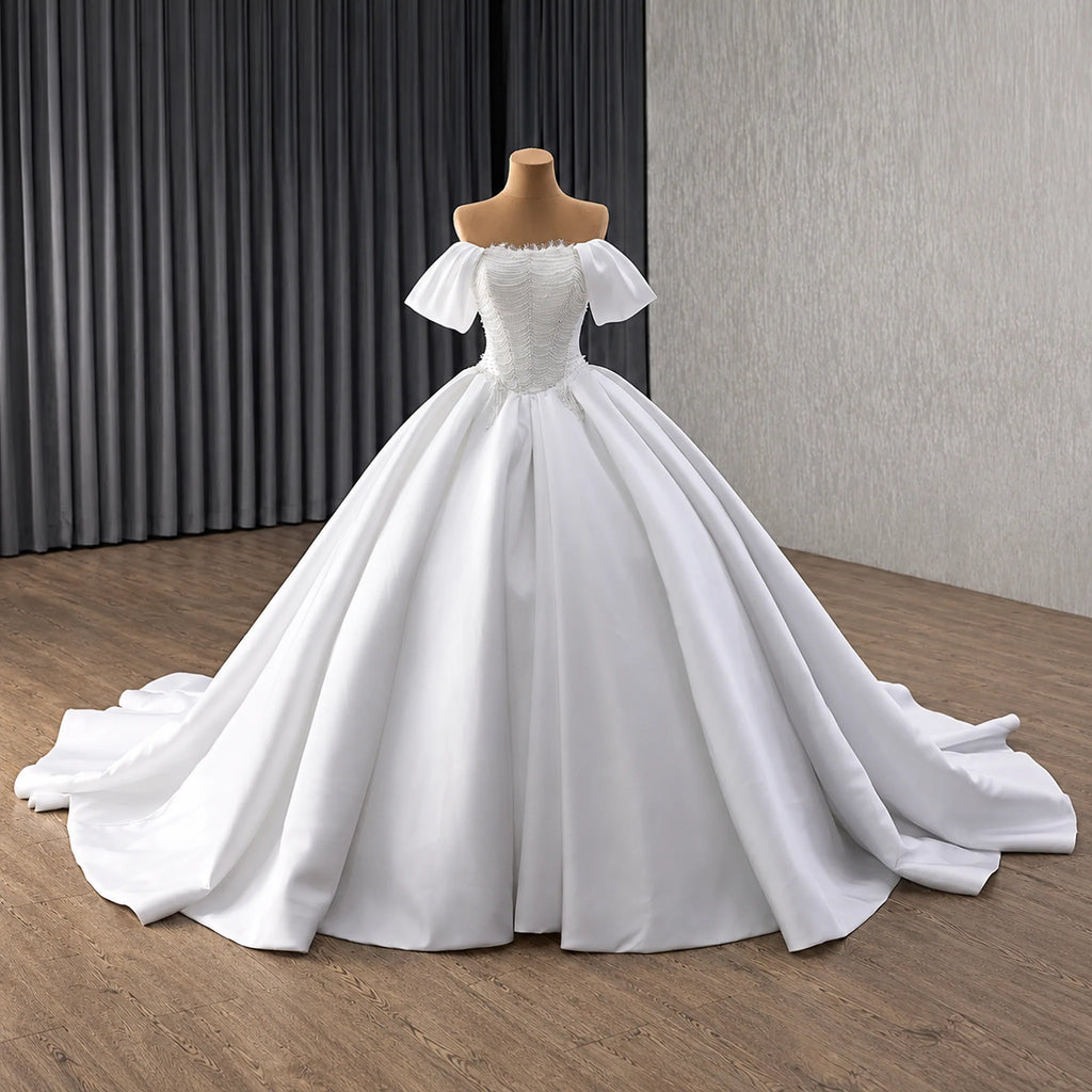 ChicSew Off Shoulder Beaded Ball Gown Wedding Dress