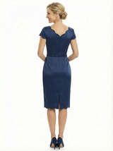 Chicsew Pretty Scoop Knee-Length Sheath Cap Sleeves Mother Of The Bride Dress