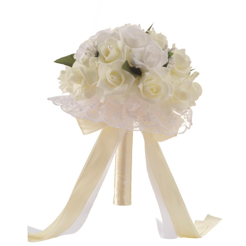 Wedding Flower For The Groom And Bride, Simulated Rose Wedding Bouquet, WF05