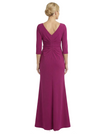 Chicsew Fancy V-Neck Ruched Jersey Sheath Formal Dress For Mother Of The Bride With Side Slit